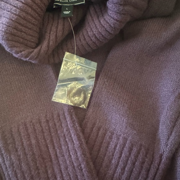 Sz L G by Giuliana black label cross over long sleeve turtleneck sweater NWOT - Picture 8 of 9